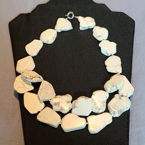 Chunky White double strand turquoise Necklace